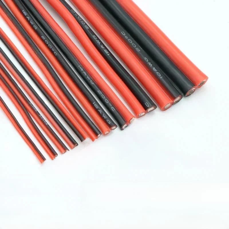 8 10 12 14 16 18 20 22 2426 28 30 AWG 2 broches Ultra doux en caoutchouc de Silicone cuivre fil électrique bricolage lampe connecteur câble noir rouge