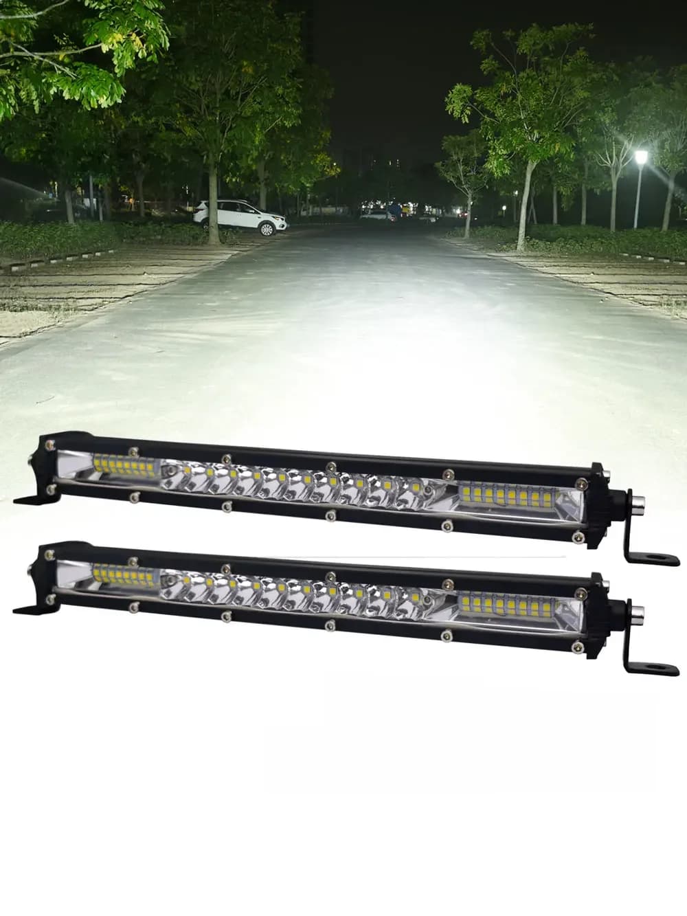 Barre lumineuse LED ambre mince, lampe de travail pour la conduite, hors route, bateau, voiture, tracteur, camion, 4x4, SUV, RL, 12V, 24V, 11 pouces, 21 pouces