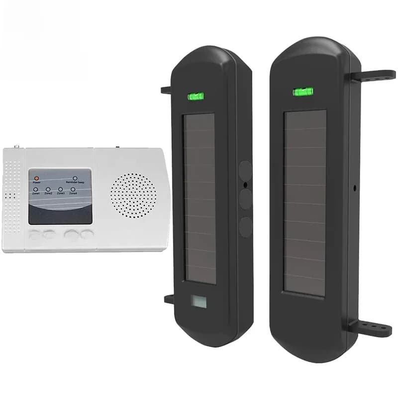HTZSAFE-Système d'alarme d'allée à capteur de faisceau solaire, portée sans fil de 800 mètres, portée de capteur de 100 mètres, diagde sécurité à domicile bricolage