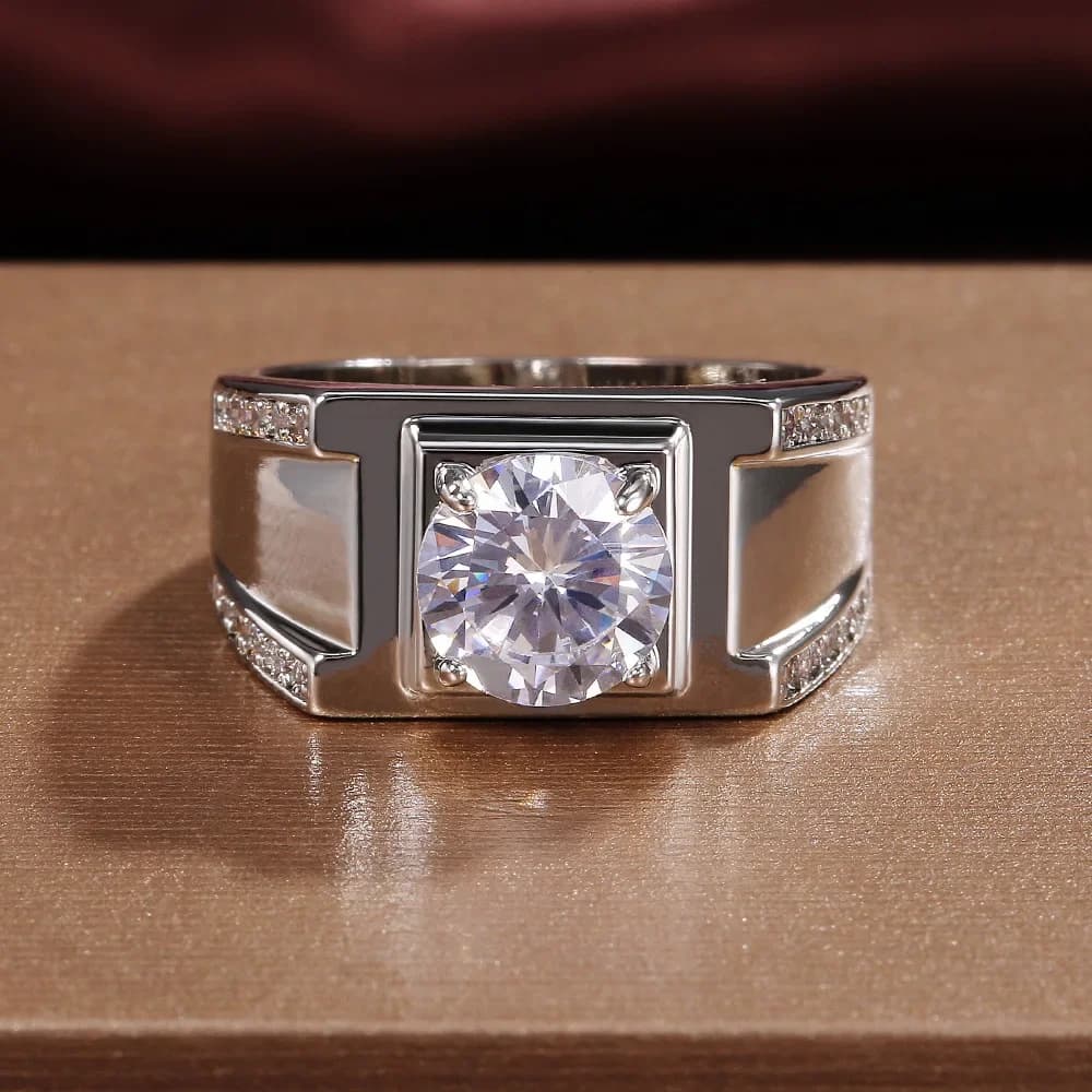 Bague de luxe en argent Sterling 925 pour hommes, bijoux de fiançailles en diamant de laboratoire de 8mm, bagues de mariage pour hommes