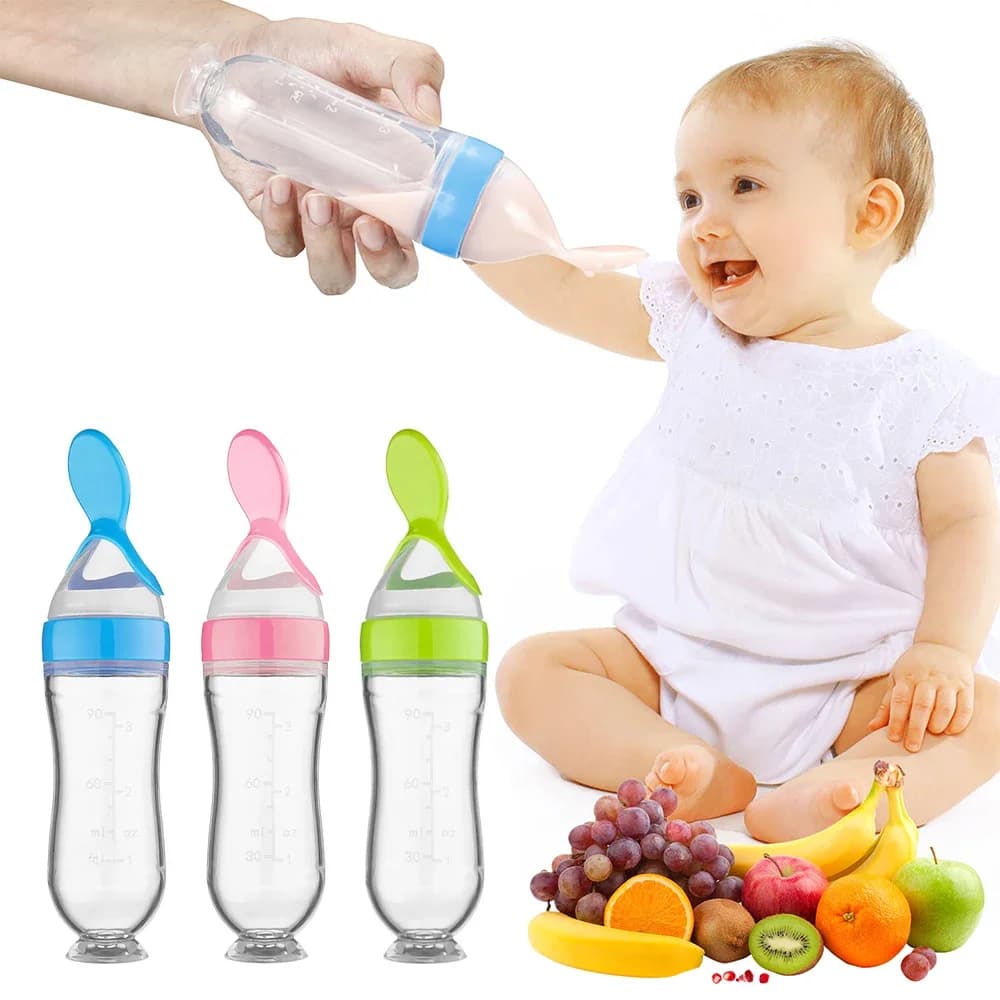 BiSantos en silicone sûr pour nouveau-né, cuillère à presser pour tout-petit, biSantos à lait, mangeoire d'entraînement pour bébé, complément alimentaire, 1 pièce
