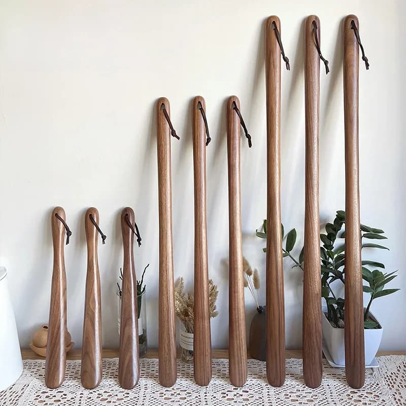 Corne à chaussures professionnelle en bois de noyer noir, Flexible, à Long manche, lève-chaussures utile, cuillère à chaussures professionnelle, outils pour la maison