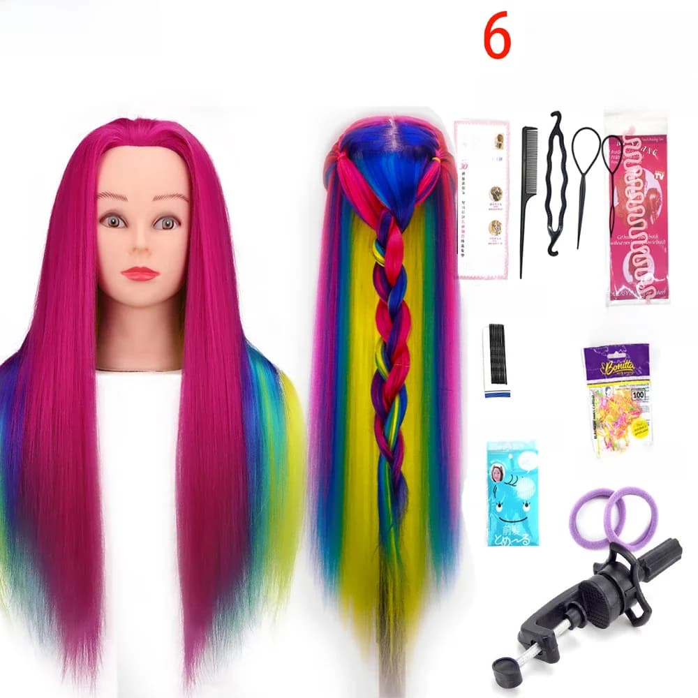 Simnient 70 cm cheveux synthétiques colorés pour poupées tresse tête de Mannequin pour coiffures coiffure tressage formation poupée factice