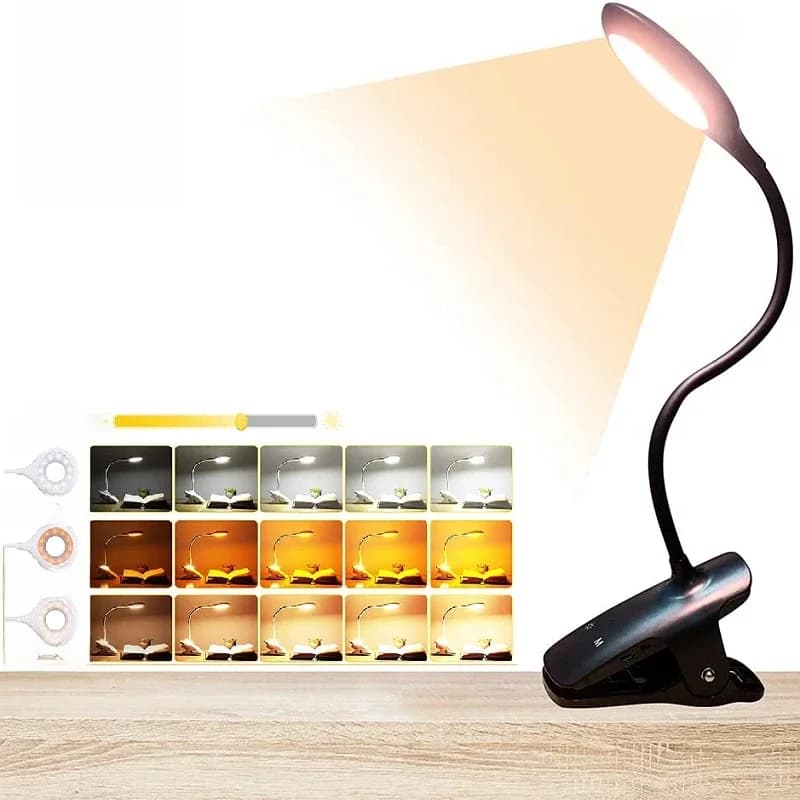 Lampe de bureau Portable Rechargeable, lumière de lecture, protection des yeux, lumière de livre LED USB, lampe de lecture à commande tactile, Clip de Table, lampe de bureau