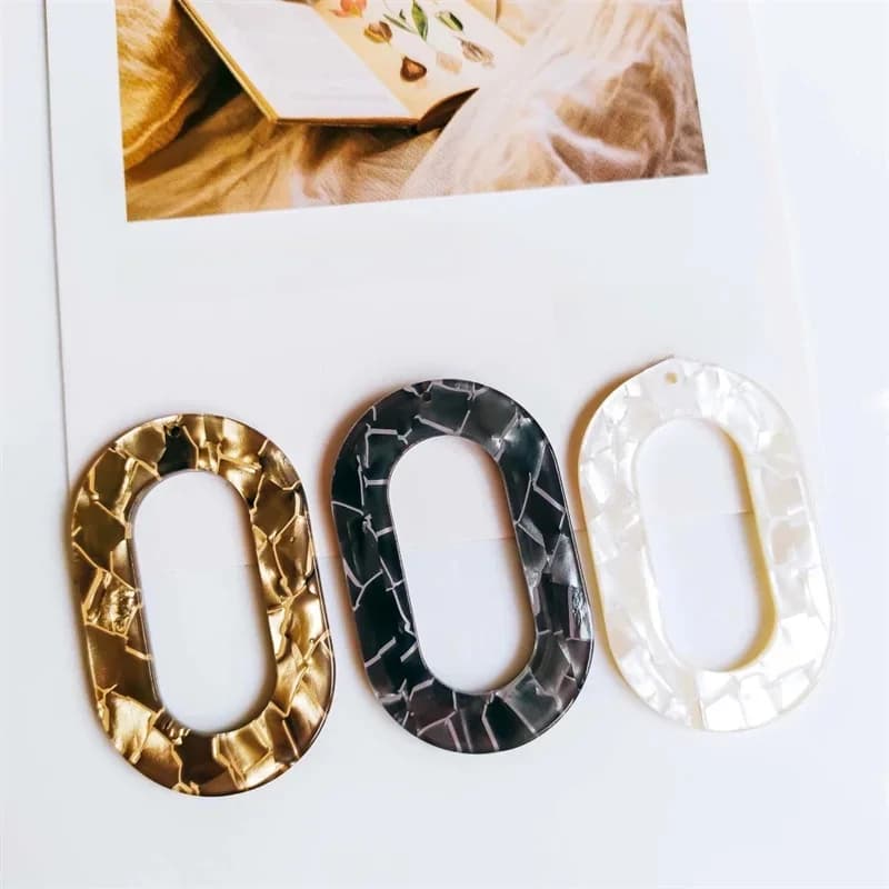 Accessoires de pendentif ovale en acétate de marbre, 6 pièces, boucles d'oreilles faites à la main, connecteurs de fabrication de bijoux, résultats et composants de breloques