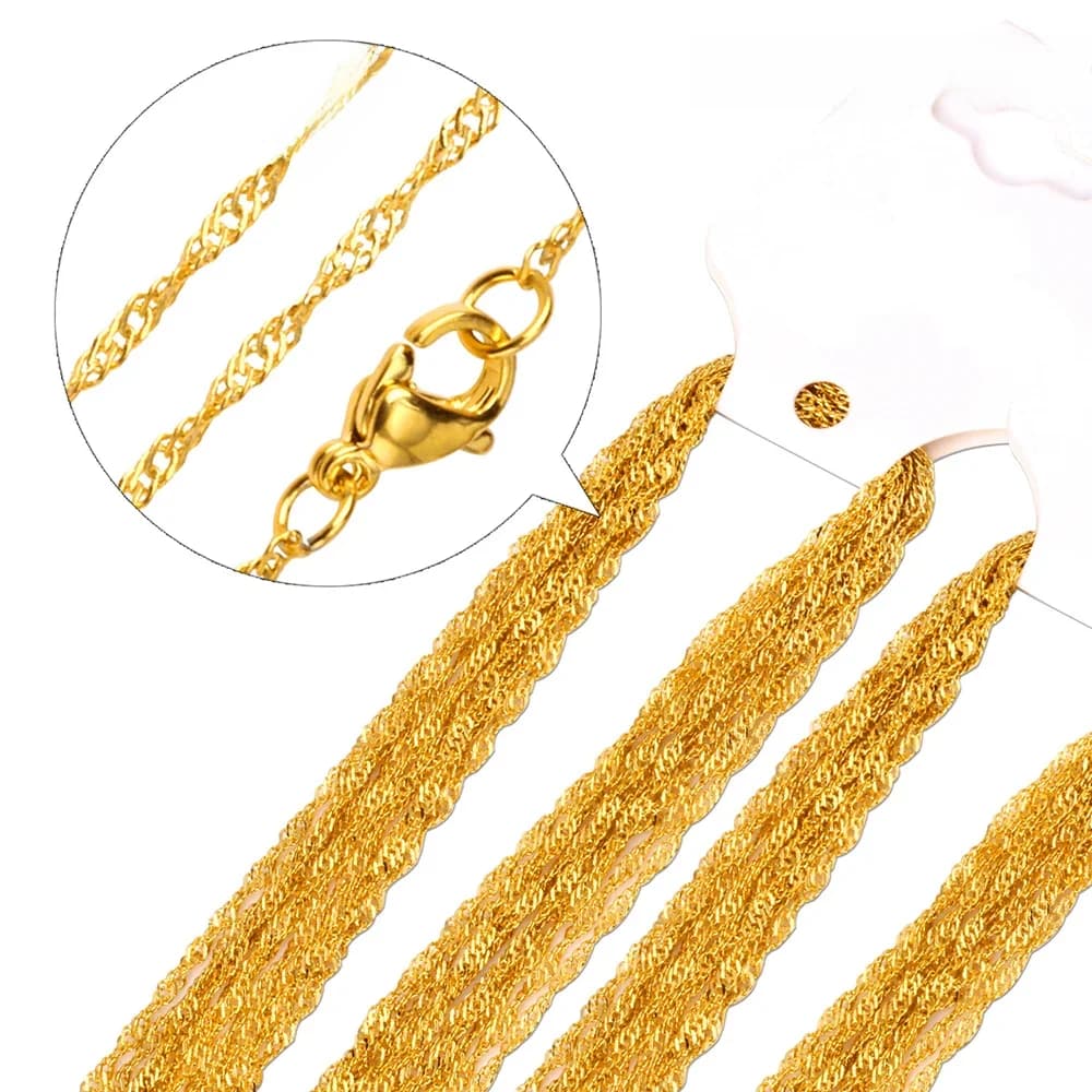 Collier en acier inoxydable pour bijoux à bricoler soi-même, vague d'eau équicorrigée, fermoir ster, accessoires de résultats exécutifs, vente en gros, 10 pièces par lot