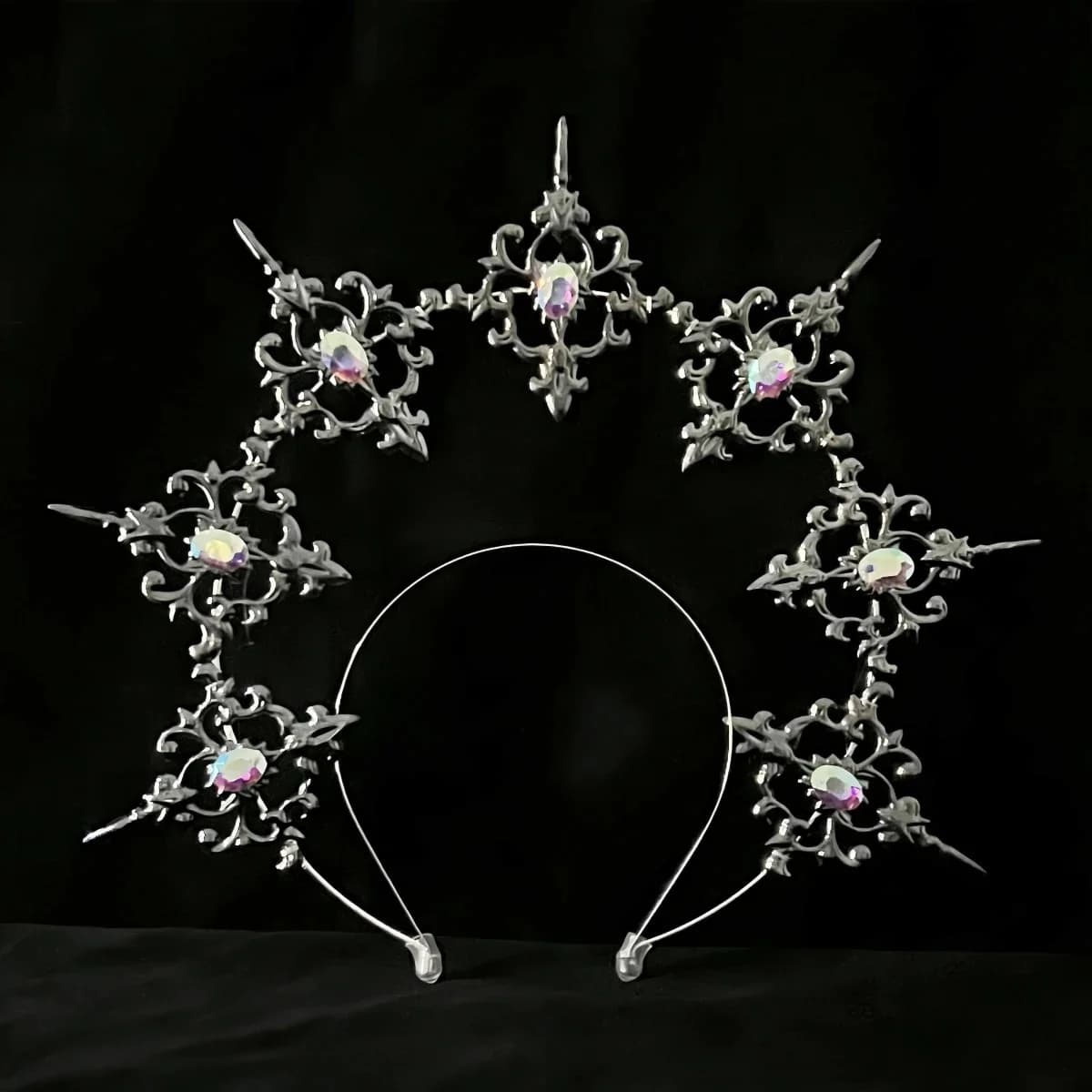Serre-tête gothique Lolita noir Rose, ailes de plumes, déesse soleil Halo couronne, magnifique Vintage marie Baroque diadème