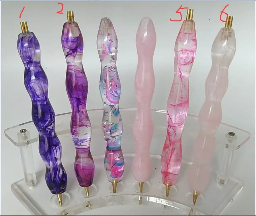 Stylo en cristal de résine fait à la main avec 1 + 2 pointes en métal, outils de peinture au diamant, accessoires de broderie, outil de mosaïque, nouveau style, 2021