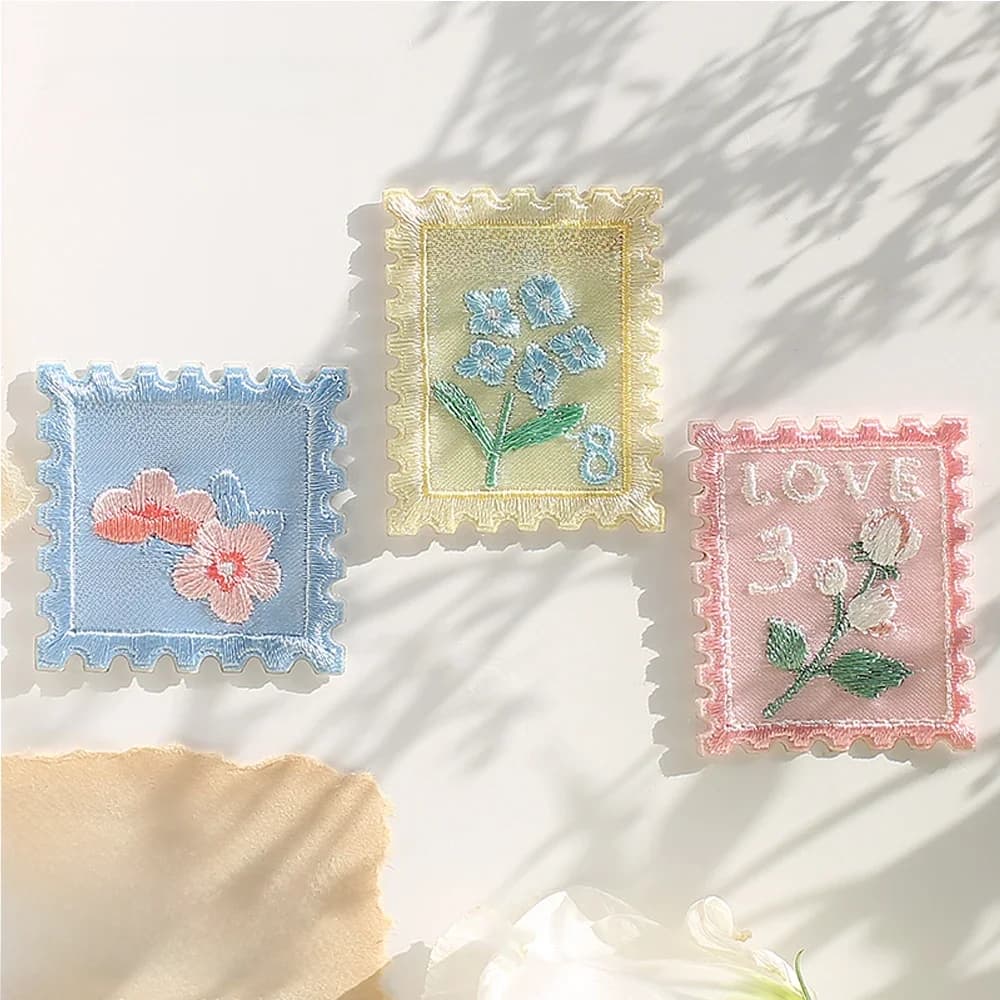 Timbre de broderie mignon pour cahier d'étudiant, patchs de fleurs, fer sur patchs pour jeans, accessoires de vêtements de bricolage, haute qualité, 1 pièce