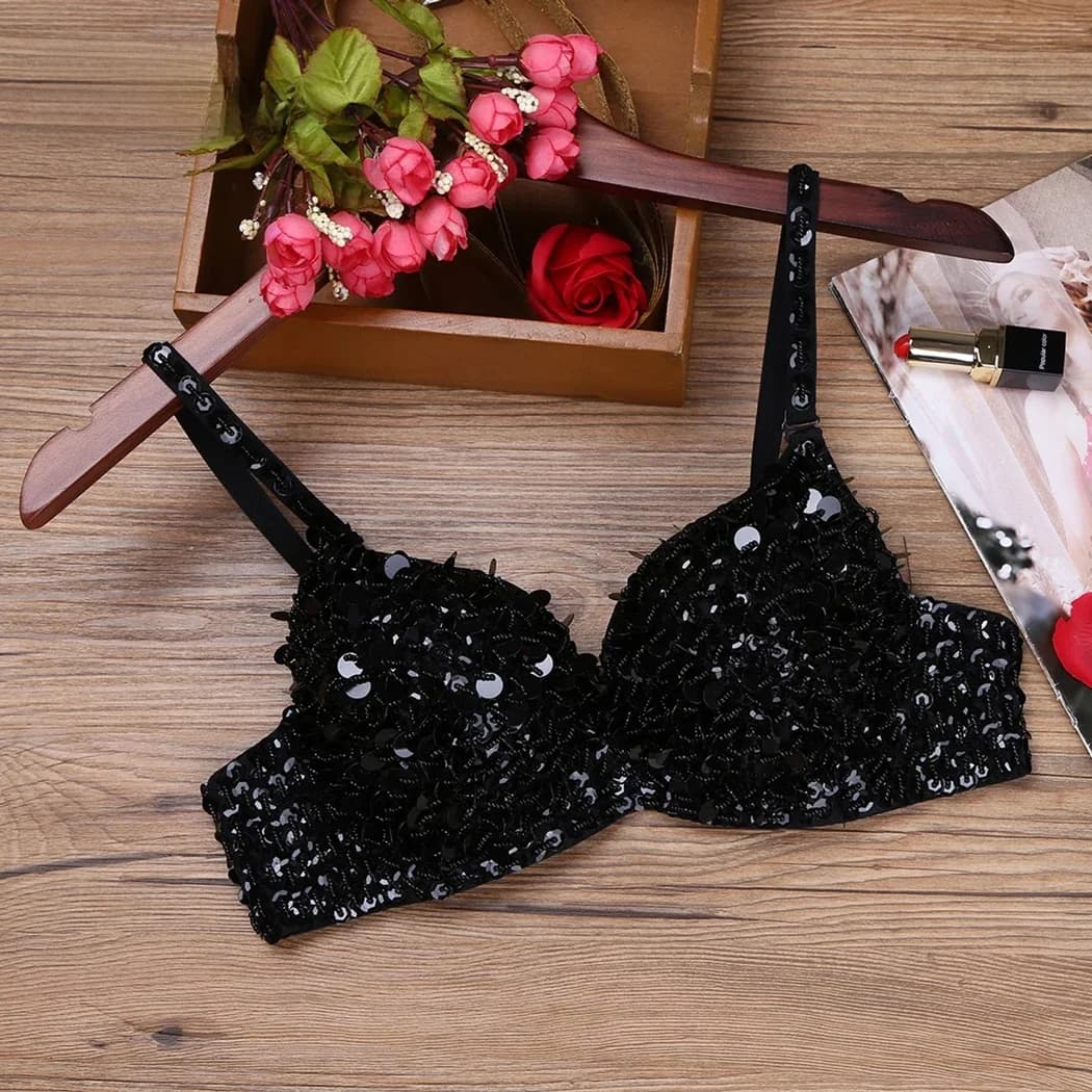 Haut court à paillettes pour femmes, dos nu, paillettes scintillantes, paillettes scintillantes, diamants en cristal sexy, vêtements de fête en boîte de nuit, Rotterdam, 2021