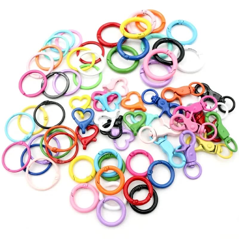 Anneaux ouverts en alliage multicolores, crochets de fermoir à homard, bricolage porte-clés bijoux résultats fournitures accessoires