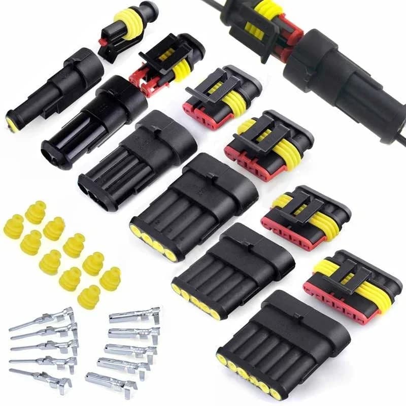 Connecteur de câble électrique étanche AMP Super Seal à 1/2/3/4/5/6 broches, 5 ensembles, pour connecteur étanche de voiture