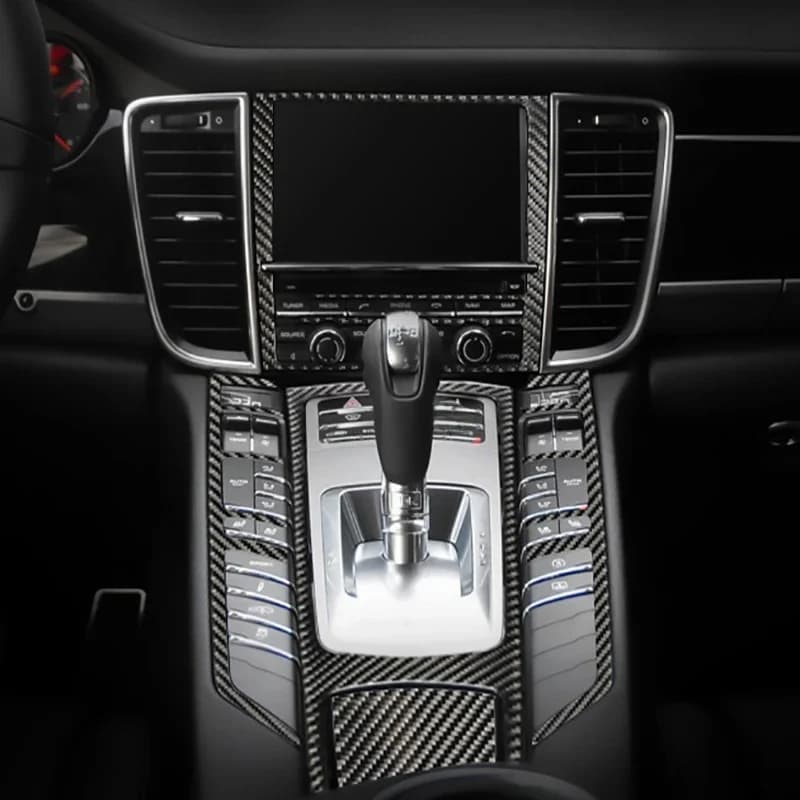 Autocollant de style de voiture pour Porsche Panamera 970, en Fiber de carbone, cadre de changement de vitesse, couverture décorative, bandes de garniture, accessoires automobiles