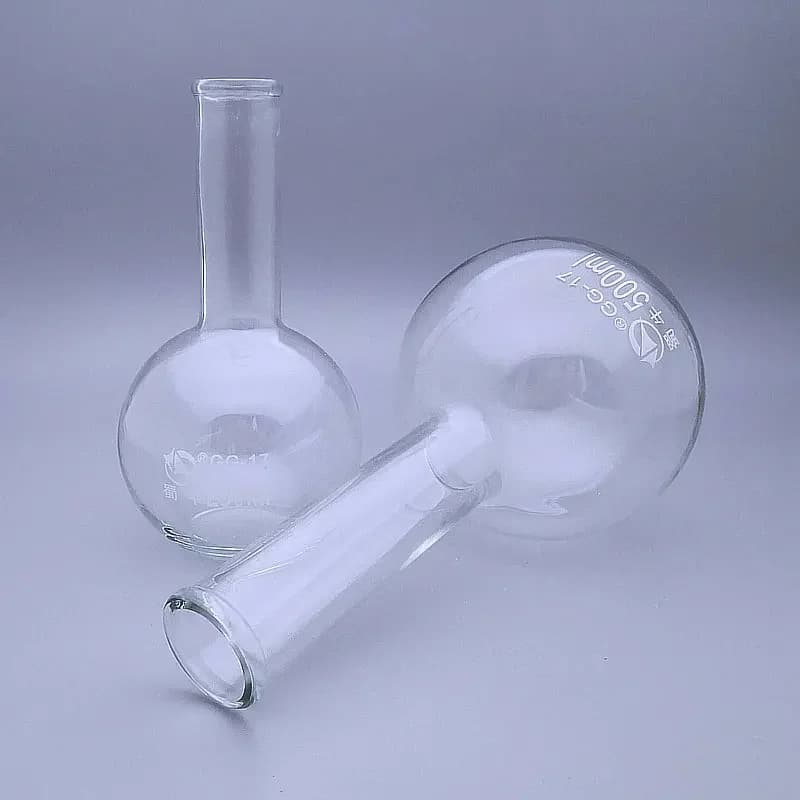 Flacon à col Long en verre de laboratoire, 100ml/150ml/250ml/500ml/1000ml/2000ml, fond rond/plat, pour expérience chimique, 1 pièce