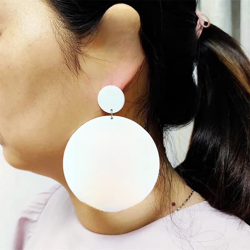 KUGUYS Boucles d'oreilles classiques en forme de cercle pour femmes, vintage, en acrylique blanc, rouge, noir, géométriques, simples, grands accessoires de bijoux