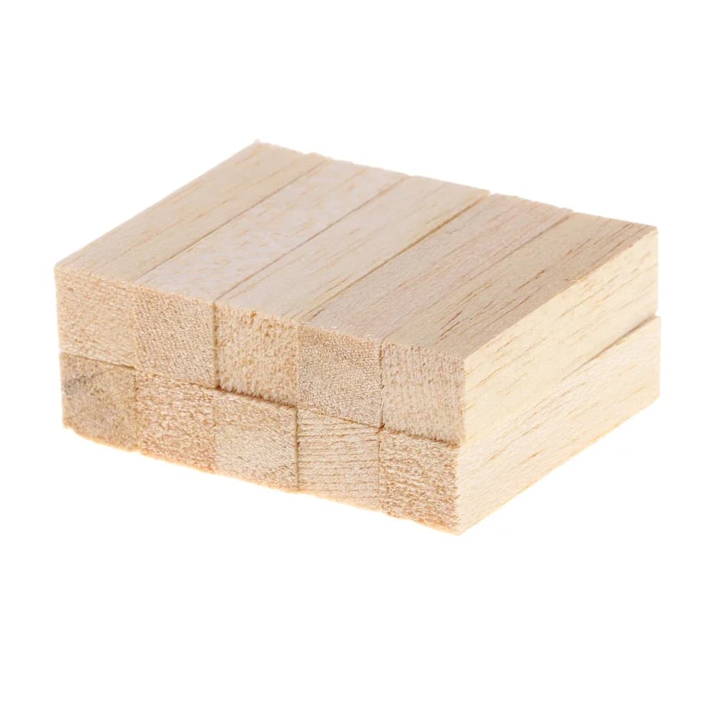 10 pièces de blocs en bois de Balsa, Cubes en bois, bâtons en bois naturel, bloc de bâton carré en bois de Balsa, tige de cheville artisanale en bois