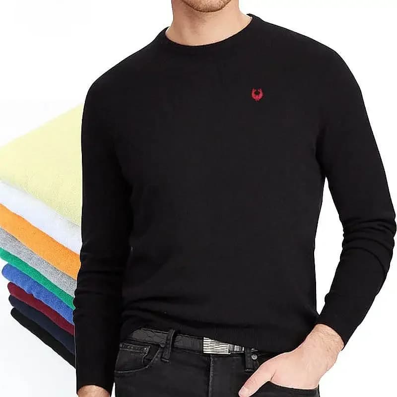 Pull tricoté à col rond pour homme, vêtement de haute qualité, Slim et décontracté, à la mode, collection printemps-automne, 100% coton