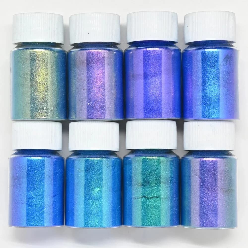 Poudre de pigment caméléon laser, 8 couleurs, micro laser, nail art, perle, mica nacré, élection xy, résine chromée, poussière d'art d'ongle H & * et