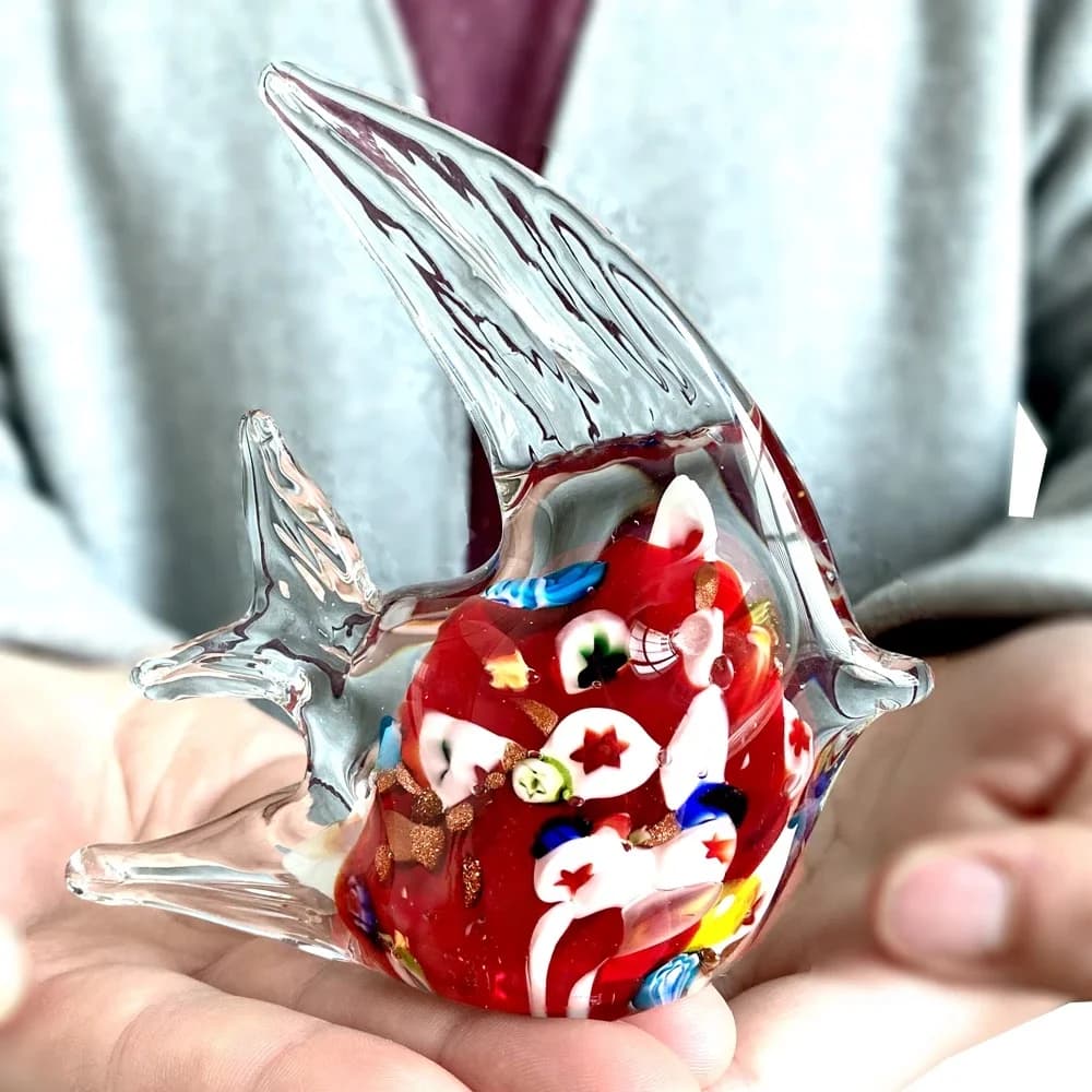 Verre de cristal soufflé à la main pour la décoration d'aquarium à la maison, figurine animale tropicale, artisanat de sculpture moderne, 3 couleurs vives