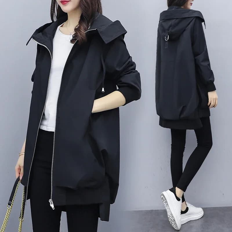 Pardessus à capuche à manches longues pour femmes, veste d'automne, coupe-vent décontracté, vêtements d'extérieur pour femmes, nouveau, 2024