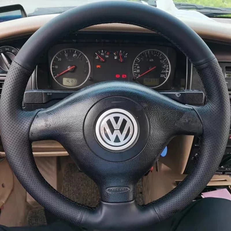 Housse de volant noire en cuir artificiel, bricolage, pour Volkswagen VW Golf 4 1997-2003 Passat B5 1996-2005 Polo MK6 1999-2002