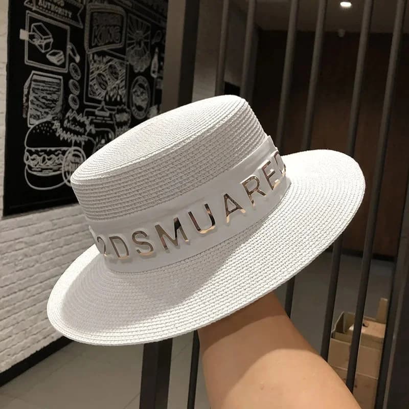 Chapeau Fedora européen pour hommes et femmes, chapeau seau pour dames, chapeau de paille pour dames, lettres d'été, chapeau de soleil, E27