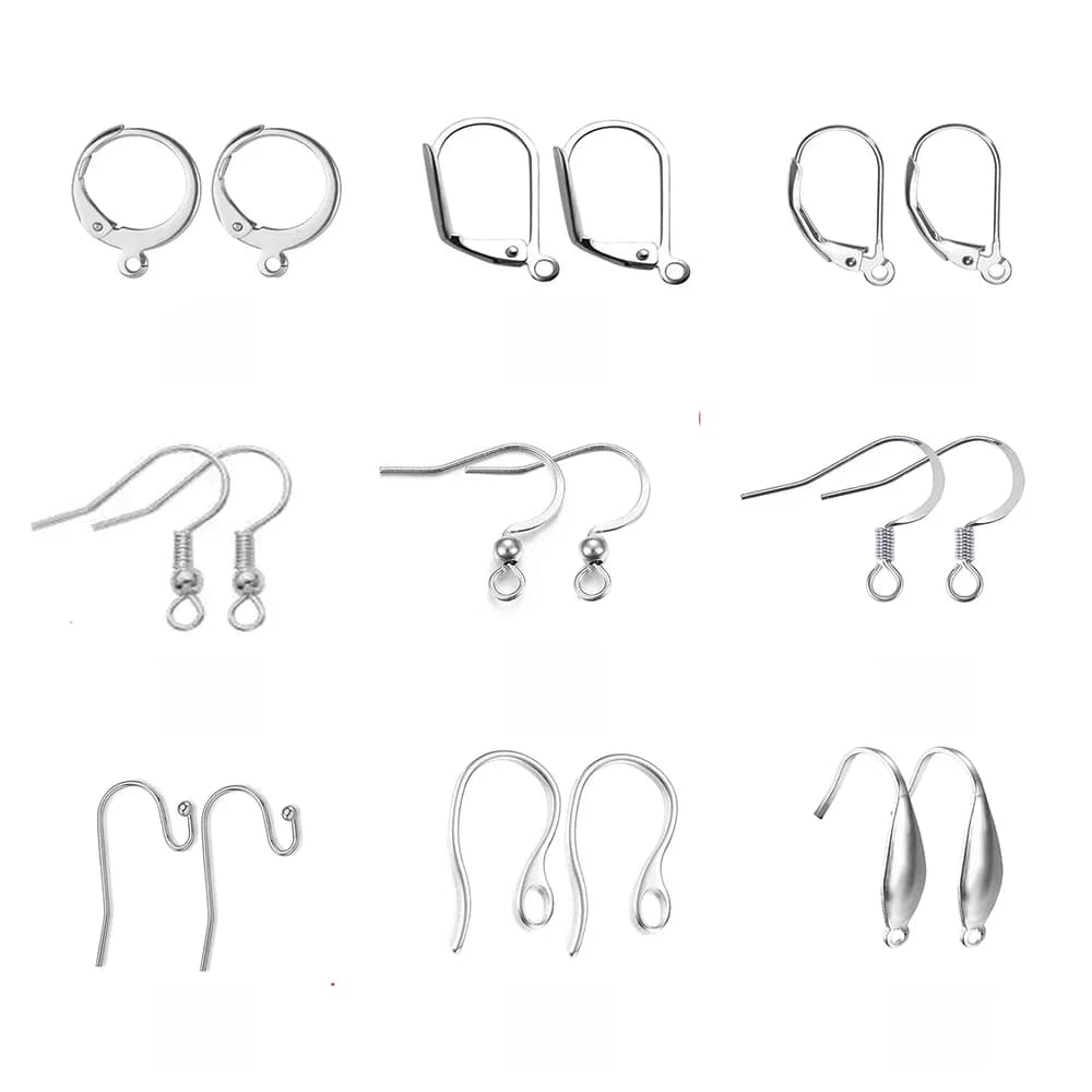 100 pcs/lot (50 paires) en acier inoxydable bricolage boucles d'oreilles résultats fermoirs crochets fabrication de bijoux accessoires fil d'oreille