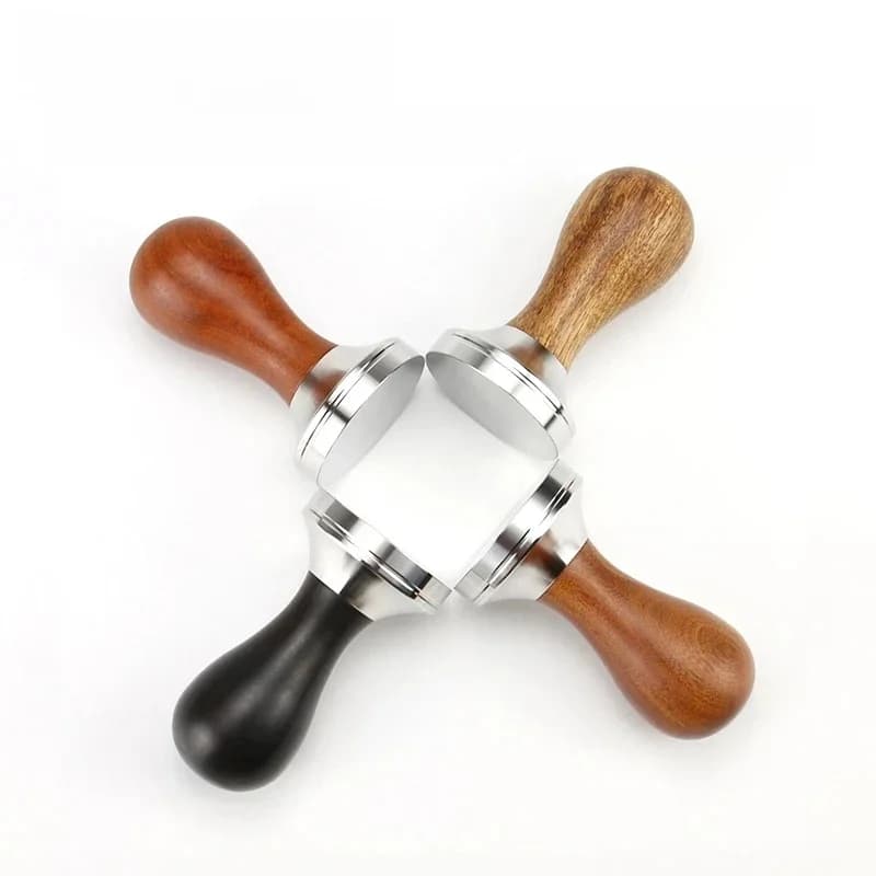 Marteau doseur à café avec manche en bois, base en acier inoxydable, accessoires pour expresso Barista, 41mm, 49mm, 51mm, 53mm, 54mm, 57mm, 1mm, 58/58mm