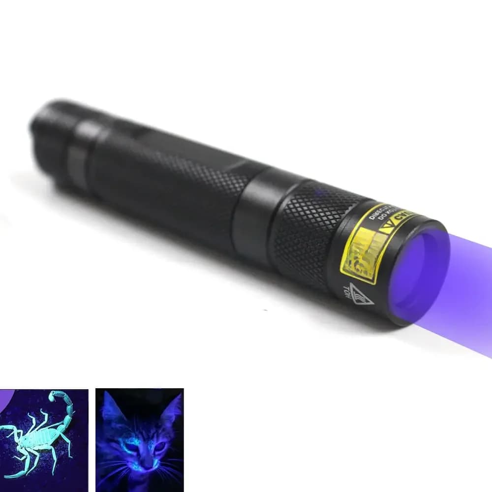 Lampe de poche UV 10W 365nm, Portable, Rechargeable, lumière noire, Scorpion, détecteur d'urine animale, minéral avec corps en aluminium