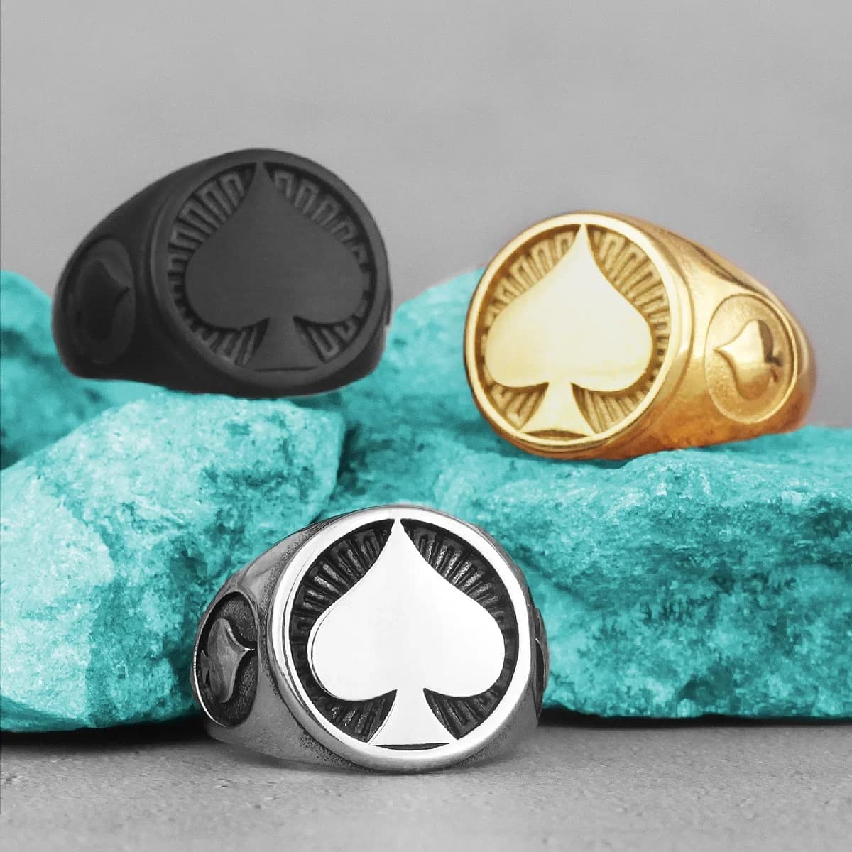 Bagues de Poker en acier inoxydable pour hommes, bonne chance, Punk Hip Hop, uniques pour homme, petit ami, motard, bijoux, cadeau créatif, vente en gros