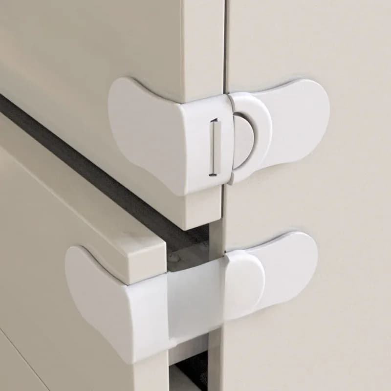 Serrure de tiroir de sécurité pour bébé, Anti-pincement, serrure de tiroir d'armoire à main, boucle de sécurité en plastique blanc pour enfants, Protection des enfants