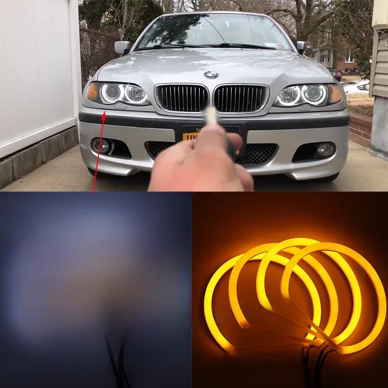 Kit yeux d'ange LED pour BMW série 3 E46, bague DRL, couleur ambre, blanc, coton, tourisme, voiture de tourisme, coupé esprit, berline, 1998-05