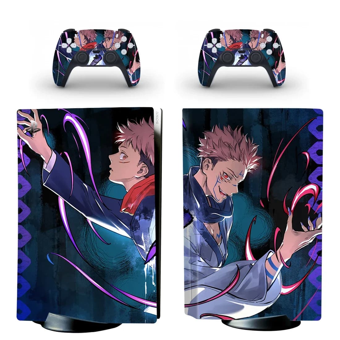 Jujutsu Kaisen PS5 Standard disque peau autocollant couverture pour PS5 Console et 2 contrôleurs PS5 disque peau vinyle