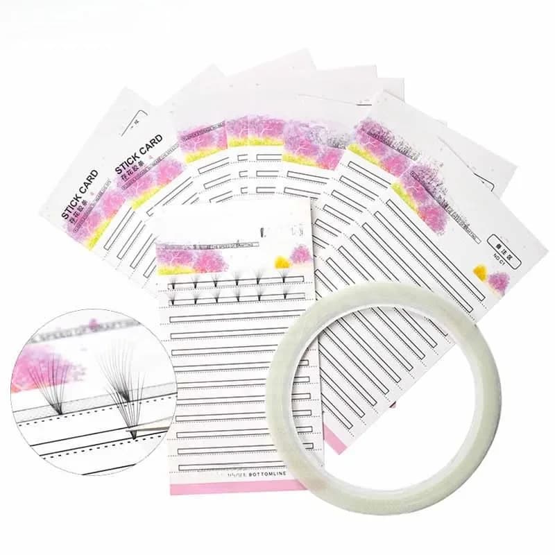 10 pièces greffage fleur bâton Extension de cils carte de stockage greffé préfabriqué ventilateurs Volume cils bande collante faux cils