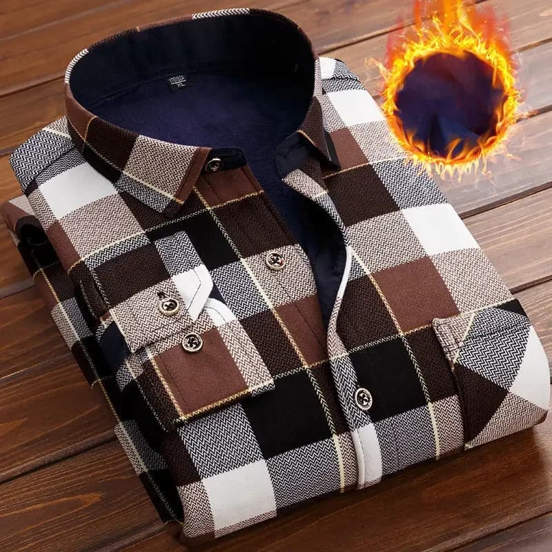 Hommes chemise polaire 2025 automne hiver mâle à manches longues chemise à carreaux épais doublé polaire doux décontracté flanelle robe chaude chemise L-5XL
