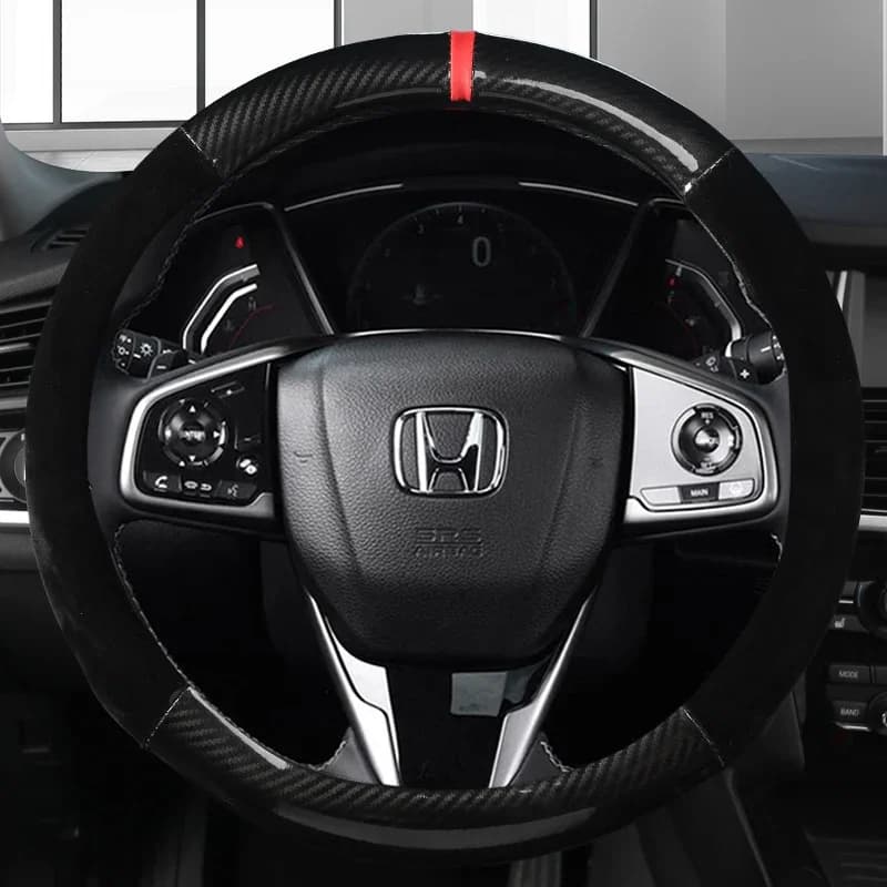Housses de volant de voiture en cuir et Fiber de carbone, 38cm, pour Honda Accord City Civic Fit Brio CRV HRV Mobilio Odyssey, accessoires