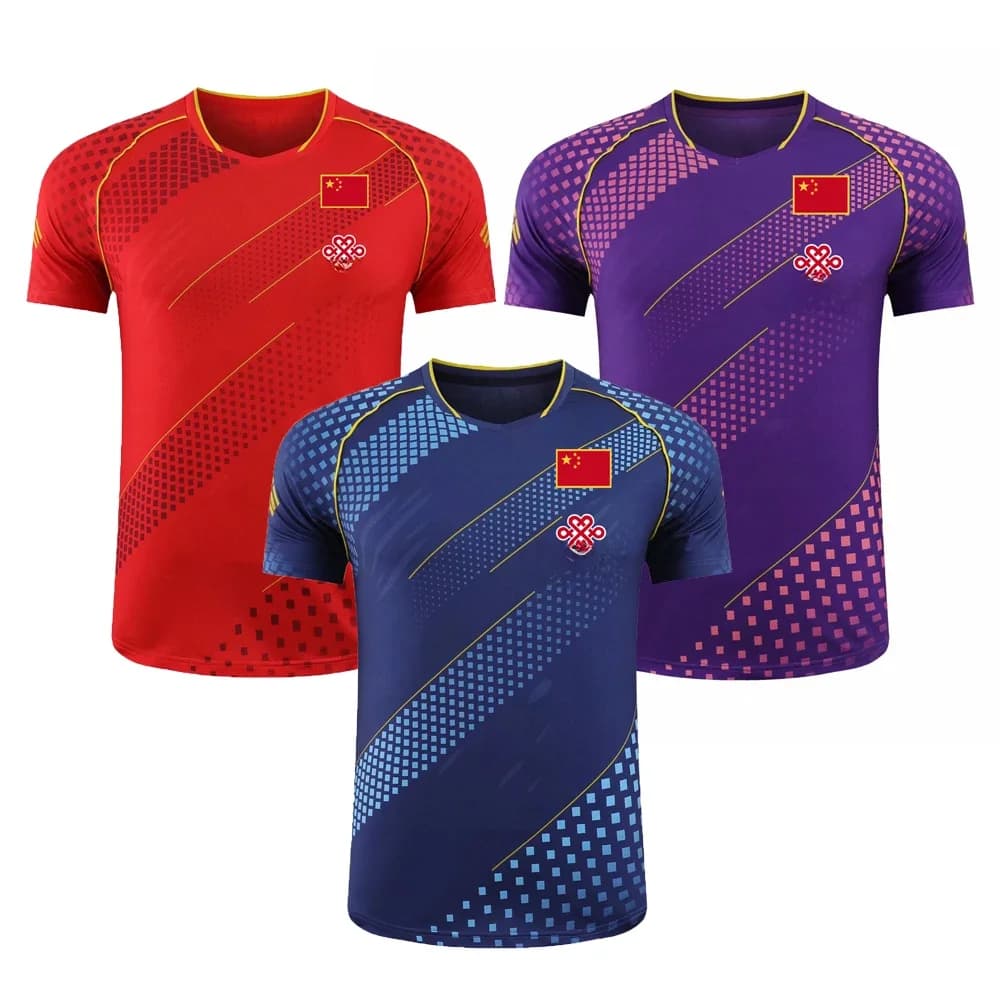 CHHR-Maillot de tennis de table pour homme, femme et enfant, chemise de ping-pong, kit de vêtements de football