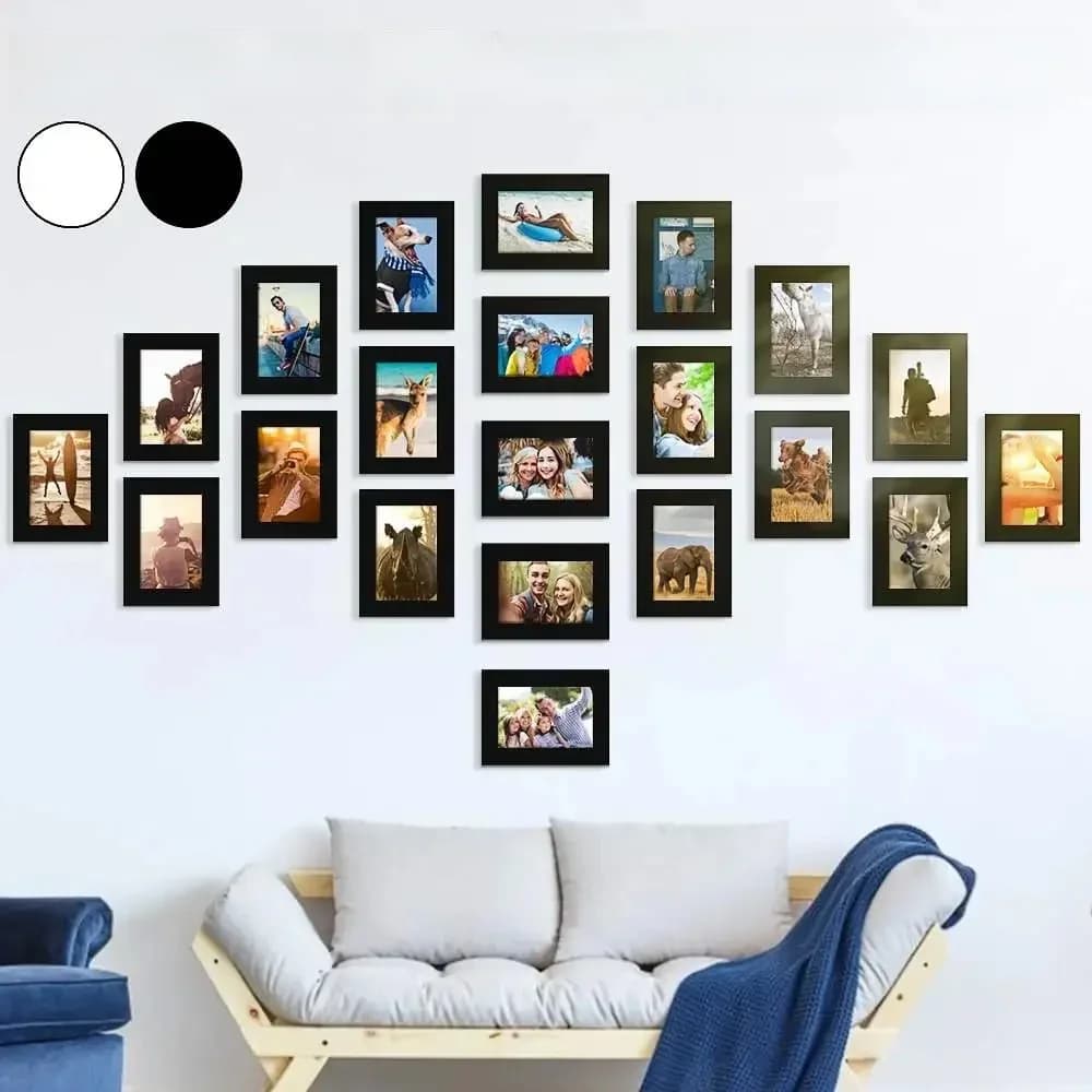 11 pièces cadre Photo Photo ensemble amovible Mural noir blanc couleur bricolage Photos cadres autocollant décalcomanie maison salon décor