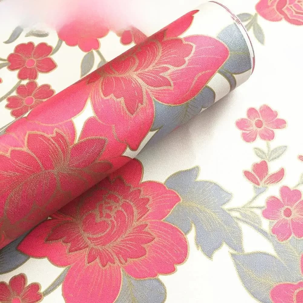 Papier peint auto-adhésif Peel and Stick, pivoine rouge, papier de contact floral imperméable, doublure d'étagère, autocollant d'armoire de commode