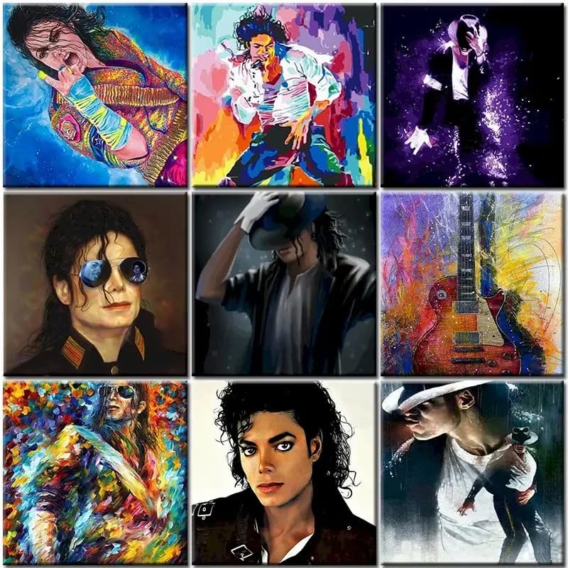 Peinture par numéros à colorier Michael Jackson, Kits de dessin peint à la main, Figure, bricolage, peinture acrylique, toile, décoration de maison, cadeau d'art pour adulte