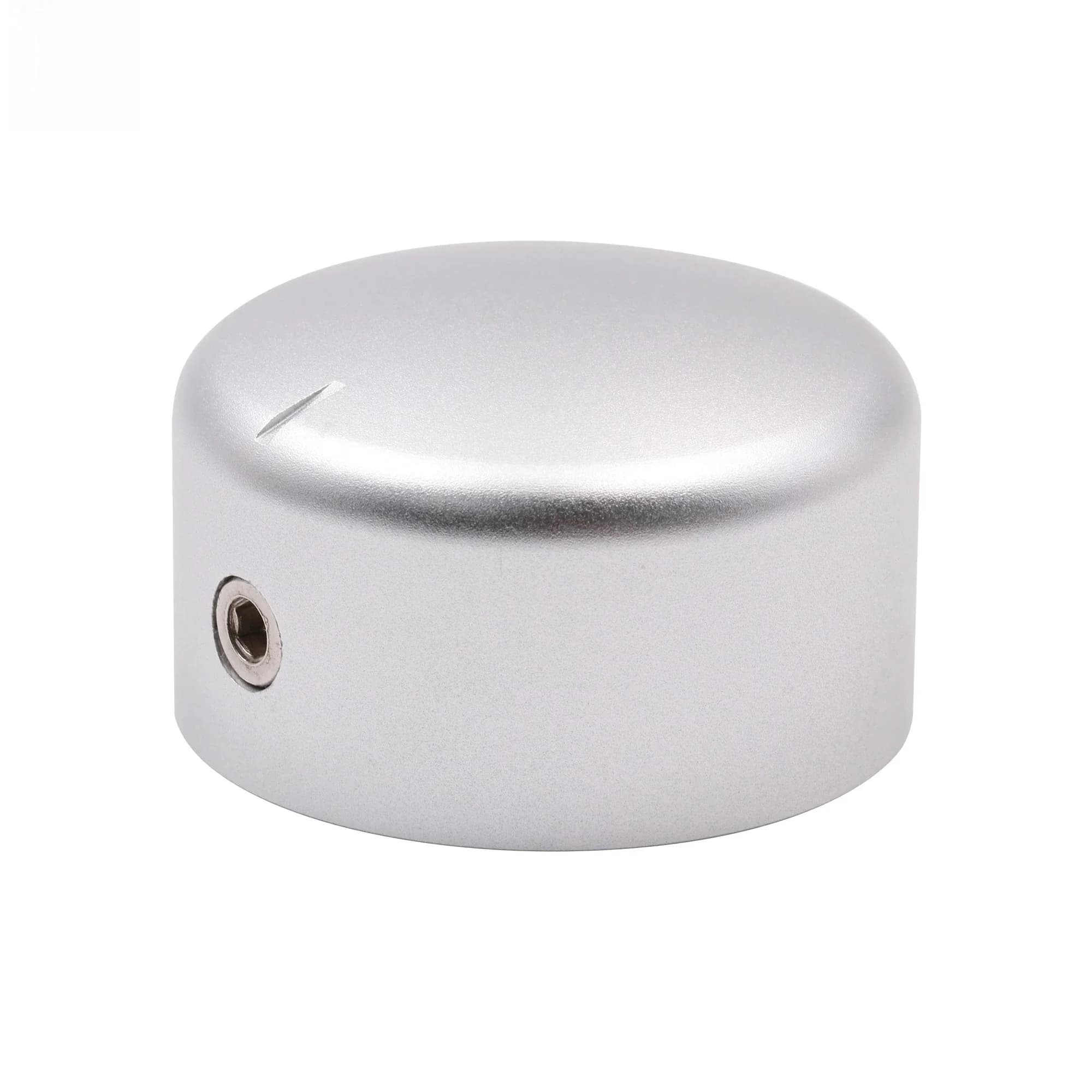Bouton en Aluminium Massif Usiné Argenté pour Médailles, Haut-Parleur Vinyle Coloré, Enregistreur, Potentiomètre, Contrôle du Volume, 44x25mm, 1 Pièce