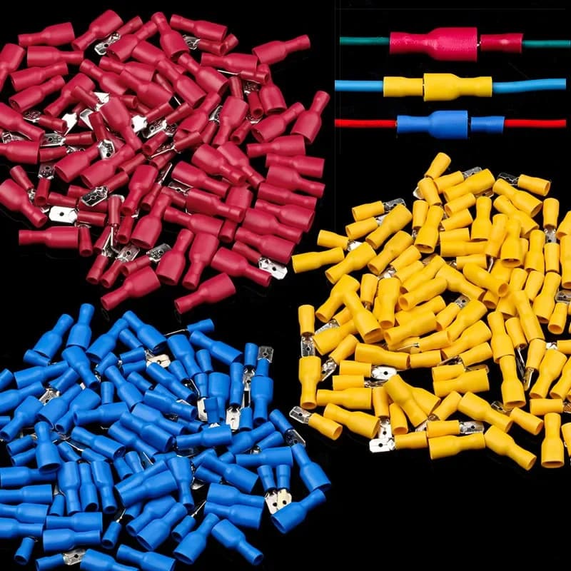 100 pièces (50 paires) bornes à sertir femelles et mâles isolées épissure bout à bout 6.3mm connecteurs de fil électrique prise de câble de câblage