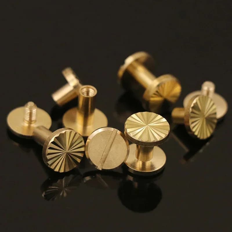 10 ensembles de vis Chicago de reliure en laiton massif, Rivets à clous pour Album Photo, goujons artisanaux en cuir, attaches de portefeuille de ceinture