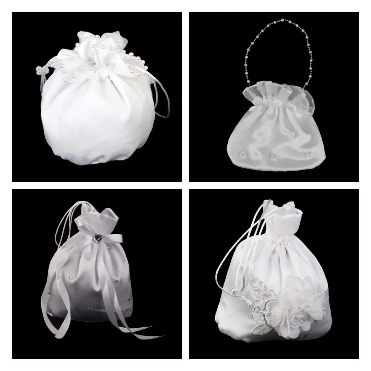 1 pièce Satin perle strass mariage mariée Dolly sac à main ivoire pour les essentiels du jour de mariage et un joli cadeau sac de bonbons