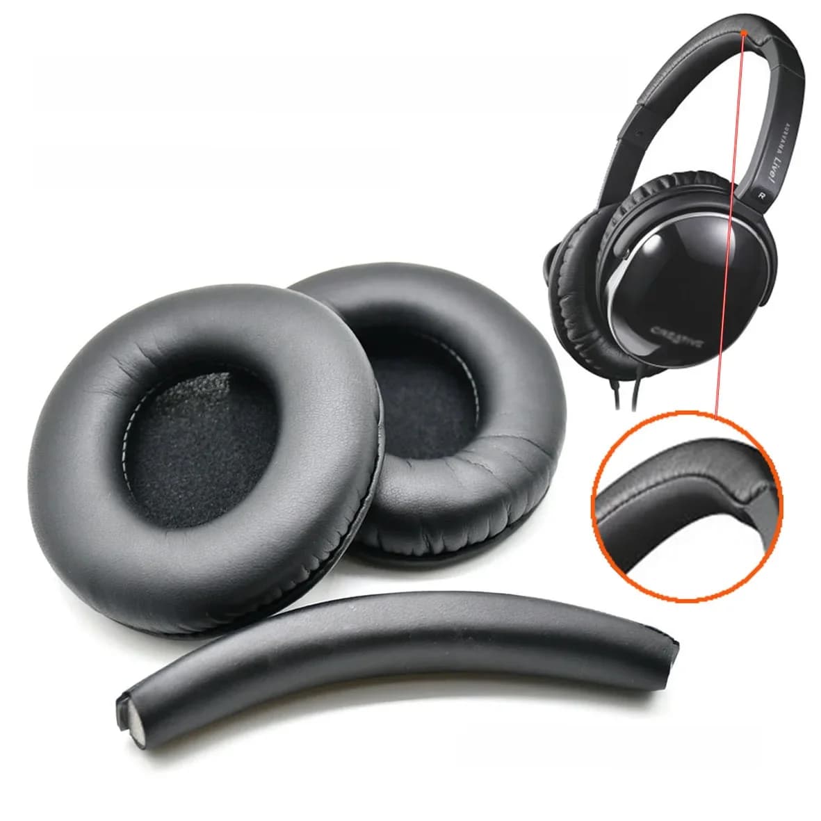 Coussinets d'oreille de remplacement, oreillettes avec bandeau pour écouteurs créatifs Aurvana Live1 LIVE 1
