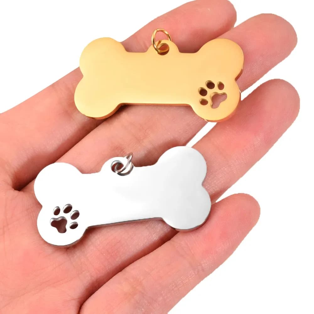 Étiquette militaire en acier inoxydable pour chien de compagnie, pendentif patte de chien creuse, bricolage, résultats de bijoux à breloques, vente en gros, 10 pièces