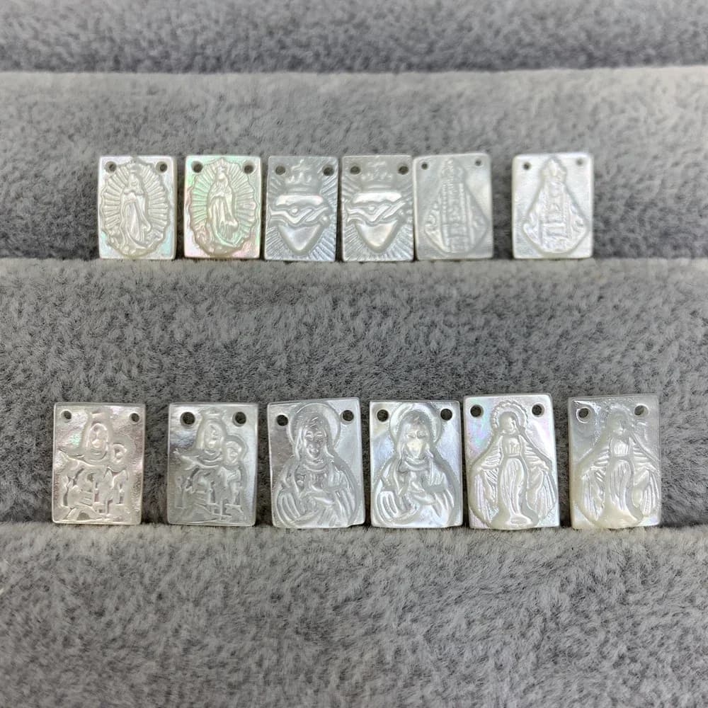 Pendentifs en nacre naturelle, 8x11mm, breloques pour la fabrication de bijoux, en vrac, religieux, vierge marie, jésus, Guadalupe, vente en gros