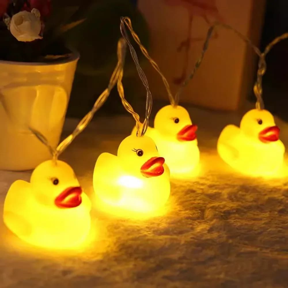 Guirlande lumineuse LED en forme de canard jaune pour décoration de fête