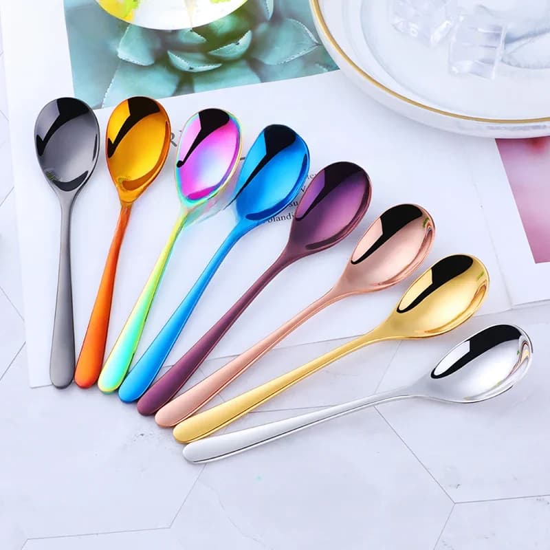 Cuillères à thé en acier inoxydable, cuillère à café courte, Mini cuillère en or créative, cuillère à Dessert, cuillère à glace, service de table pour fête