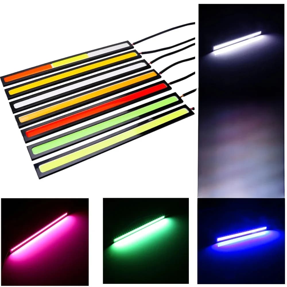 Bande lumineuse LED universelle pour véhicule, COB, voiture, DRL automatique, feux diurnes, style étanche externe, 12V, 17cm, 4x